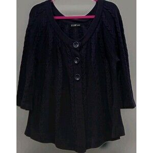 FYLO XXL Purple Knit Cardigan Sweater 3 Button Scoop Neck Plus Size Cozy Top